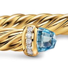 Load image into Gallery viewer, Cablespira Flex Bracelet in 18K Yellow Gold with Blue Topaz and Diamonds, 6mm
