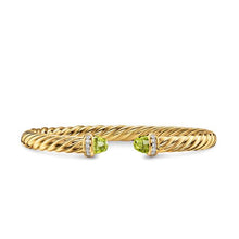 Load image into Gallery viewer, Cablespira Flex Bracelet in 18K Yellow Gold with Peridot and Diamonds, 6mm