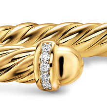 Load image into Gallery viewer, Cablespira Flex Bracelet in 18K Yellow Gold with Gold Domes and Diamonds, 6mm