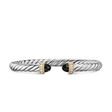 Load image into Gallery viewer, Cable Flex Bracelet in Sterling Silver with 14K Yellow Gold, Black Onyx and Diamonds, 6mm