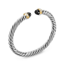 Load image into Gallery viewer, Cable Flex Bracelet in Sterling Silver with 14K Yellow Gold, Black Onyx and Diamonds, 6mm