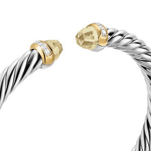 Load image into Gallery viewer, Cable Flex Bracelet in Sterling Silver with 14K Yellow Gold, Champagne Citrine and Diamonds, 6mm