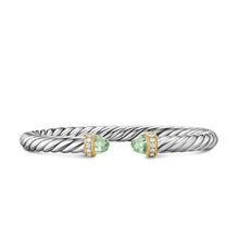 Load image into Gallery viewer, Cable Flex Bracelet in Sterling Silver with 14K Yellow Gold, Prasiolite and Diamonds, 6mm