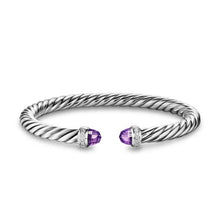 Load image into Gallery viewer, Cable Flex Bracelet in Sterling Silver with Amethyst and Diamonds, 6mm