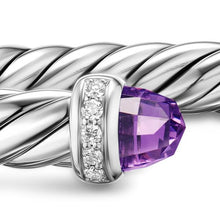 Load image into Gallery viewer, Cable Flex Bracelet in Sterling Silver with Amethyst and Diamonds, 6mm