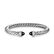 Load image into Gallery viewer, Cable Flex Bracelet in Sterling Silver with Black Onyx and Diamonds, 6mm