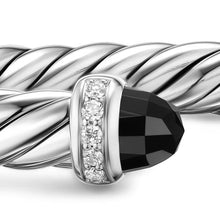 Load image into Gallery viewer, Cable Flex Bracelet in Sterling Silver with Black Onyx and Diamonds, 6mm