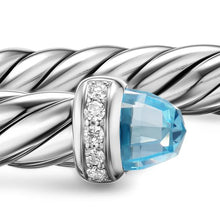 Load image into Gallery viewer, Cable Flex Bracelet in Sterling Silver with Blue Topaz and Diamonds, 6mm