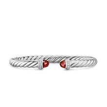 Load image into Gallery viewer, Cable Flex Bracelet in Sterling Silver with Rhodolite Garnet and Diamonds, 6mm