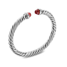 Load image into Gallery viewer, Cable Flex Bracelet in Sterling Silver with Rhodolite Garnet and Diamonds, 6mm