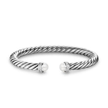 Load image into Gallery viewer, Cable Flex Bracelet in Sterling Silver with Pearls and Diamonds, 6mm