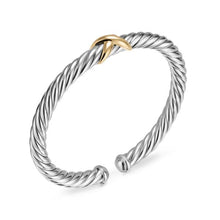 Load image into Gallery viewer, Cable Flex X Bracelet in Sterling Silver with 14K Yellow Gold, 6mm