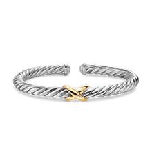 Load image into Gallery viewer, Cable Flex X Bracelet in Sterling Silver with 14K Yellow Gold, 6mm
