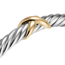 Load image into Gallery viewer, Cable Flex X Bracelet in Sterling Silver with 14K Yellow Gold, 6mm