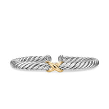 Load image into Gallery viewer, Cable Flex X Bracelet in Sterling Silver with 14K Yellow Gold, 6mm
