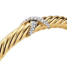 Load image into Gallery viewer, Cablespira Flex X Bracelet in 18K Yellow Gold with Diamonds, 6mm
