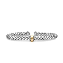 Load image into Gallery viewer, Cable Flex Center Station Bracelet in Sterling Silver with 14K Yellow Gold, 6mm