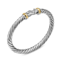 Load image into Gallery viewer, Cable Flex Buckle Bracelet in Sterling Silver with 14K Yellow Gold, 6mm