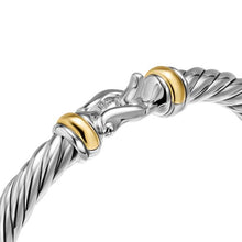 Load image into Gallery viewer, Cable Flex Buckle Bracelet in Sterling Silver with 14K Yellow Gold, 6mm