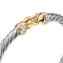 Load image into Gallery viewer, Cable Flex Buckle Bracelet in Sterling Silver with 14K Yellow Gold and Diamonds, 6mm