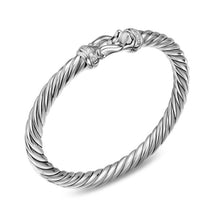 Load image into Gallery viewer, Cable Flex Buckle Bracelet in Sterling Silver with Diamonds, 6mm