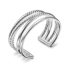 Load image into Gallery viewer, Bold Crossover Multi Row Cuff Bracelet in Sterling Silver, 24.4mm