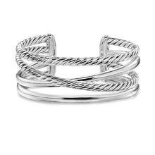 Load image into Gallery viewer, Bold Crossover Multi Row Cuff Bracelet in Sterling Silver, 24.4mm