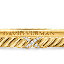 Load image into Gallery viewer, Sculpted Cable X Bracelet in 18K Yellow Gold with Diamonds, 4.6mm
