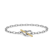 Load image into Gallery viewer, DY Madison Heart Toggle Chain Bracelet in Sterling Silver with 18K Yellow Gold, 3mm