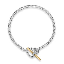 Load image into Gallery viewer, DY Madison Heart Toggle Chain Bracelet in Sterling Silver with 18K Yellow Gold, 3mm