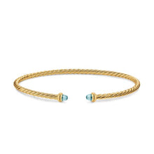 Load image into Gallery viewer, Micro Cablespira Flex Bracelet in 18K Yellow Gold with Aquamarine, 2.6mm