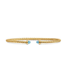 Load image into Gallery viewer, Micro Cablespira Flex Bracelet in 18K Yellow Gold with Blue Topaz, 2.6mm