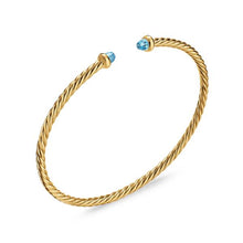 Load image into Gallery viewer, Micro Cablespira Flex Bracelet in 18K Yellow Gold with Blue Topaz, 2.6mm