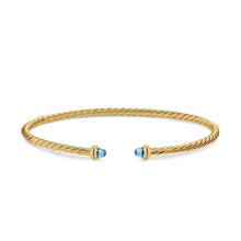 Load image into Gallery viewer, Micro Cablespira Flex Bracelet in 18K Yellow Gold with Blue Topaz, 2.6mm