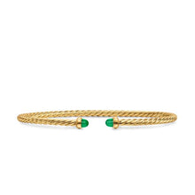 Load image into Gallery viewer, Micro Cablespira Flex Bracelet in 18K Yellow Gold with Emeralds, 2.6mm