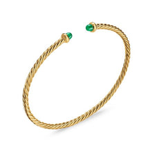 Load image into Gallery viewer, Micro Cablespira Flex Bracelet in 18K Yellow Gold with Emeralds, 2.6mm