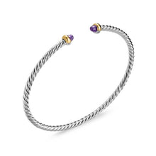 Load image into Gallery viewer, Micro Cable Flex Bracelet in Sterling Silver with 14K Yellow Gold and Amethyst, 2.6mm
