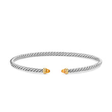 Load image into Gallery viewer, Micro Cable Flex Bracelet in Sterling Silver with 14K Yellow Gold and Citrine, 2.6mm