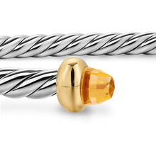 Load image into Gallery viewer, Micro Cable Flex Bracelet in Sterling Silver with 14K Yellow Gold and Citrine, 2.6mm
