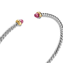 Load image into Gallery viewer, Micro Cable Flex Bracelet in Sterling Silver with 14K Yellow Gold and Pink Tourmaline, 2.6mm