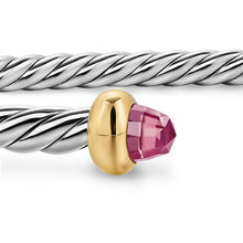 Load image into Gallery viewer, Micro Cable Flex Bracelet in Sterling Silver with 14K Yellow Gold and Pink Tourmaline, 2.6mm