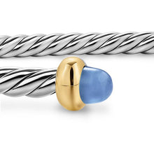 Load image into Gallery viewer, Micro Cable Flex Bracelet in Sterling Silver with 14K Yellow Gold and Blue Sapphires, 2.6mm