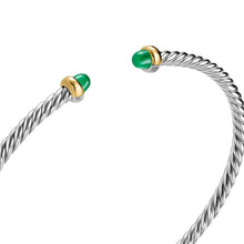 Load image into Gallery viewer, Micro Cable Flex Bracelet in Sterling Silver with 14K Yellow Gold and Emeralds, 2.6mm