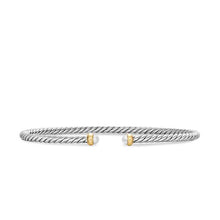 Load image into Gallery viewer, Micro Cable Flex Bracelet in Sterling Silver with 14K Yellow Gold and Pearls, 2.6mm