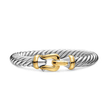 Load image into Gallery viewer, Cable Flex Buckle Bracelet in Sterling Silver with 14K Yellow Gold, 9mm