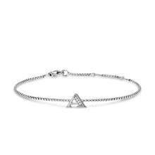 Load image into Gallery viewer, Petite Initial Chain Bracelet in Sterling Silver with Diamond A