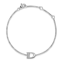 Load image into Gallery viewer, Petite Initial Chain Bracelet in Sterling Silver with Diamond D