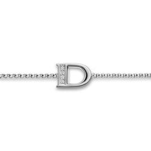 Load image into Gallery viewer, Petite Initial Chain Bracelet in Sterling Silver with Diamond D