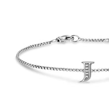 Load image into Gallery viewer, Petite Initial Chain Bracelet in Sterling Silver with Diamond J