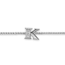 Load image into Gallery viewer, Petite Initial Chain Bracelet in Sterling Silver with Diamond K